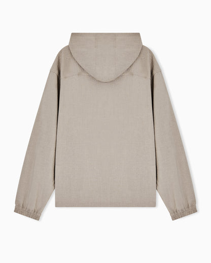 Emporio Armani Technical-seersucker fabric hooded blouson