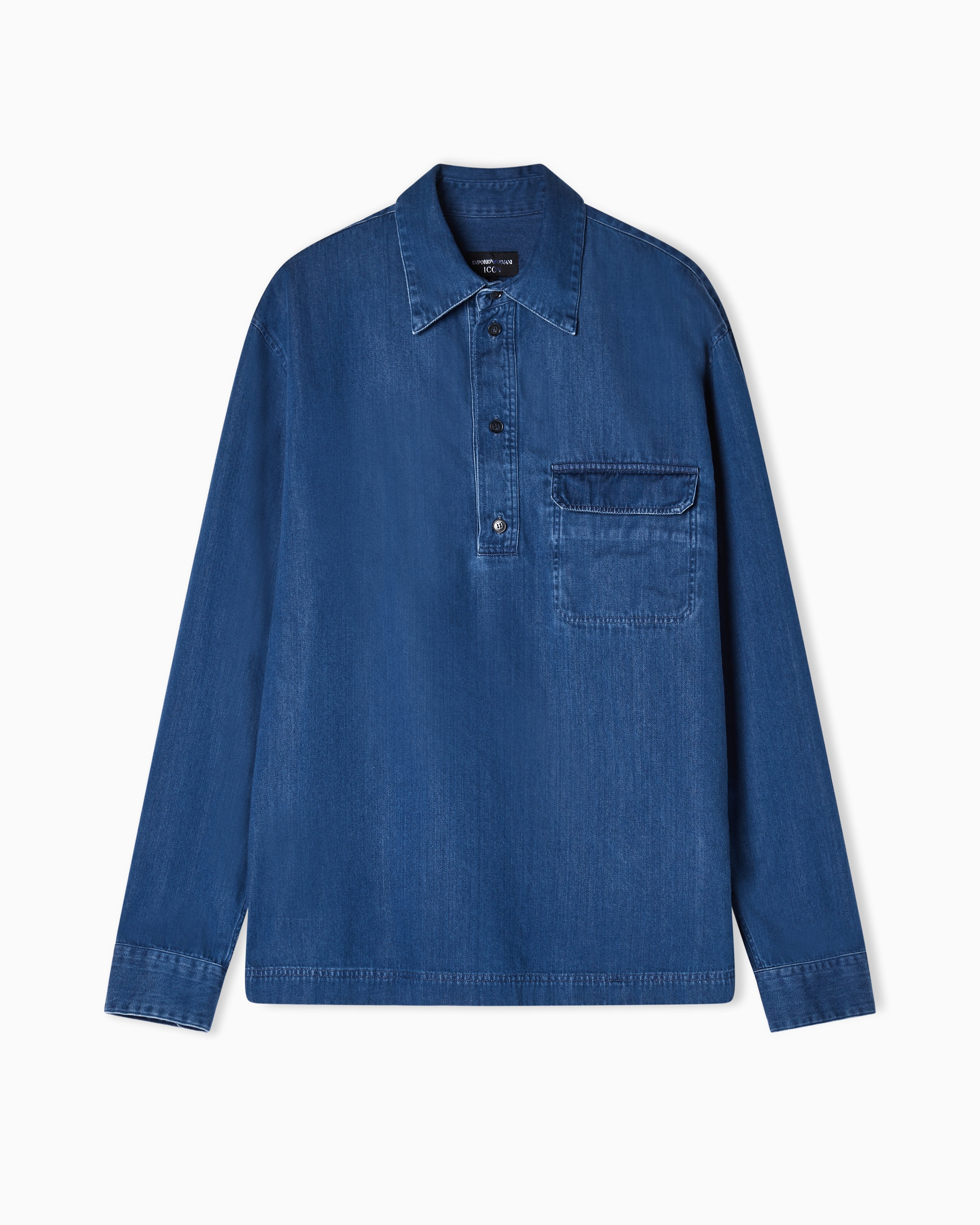 Emporio Armani Icon denim polo-collar shirt