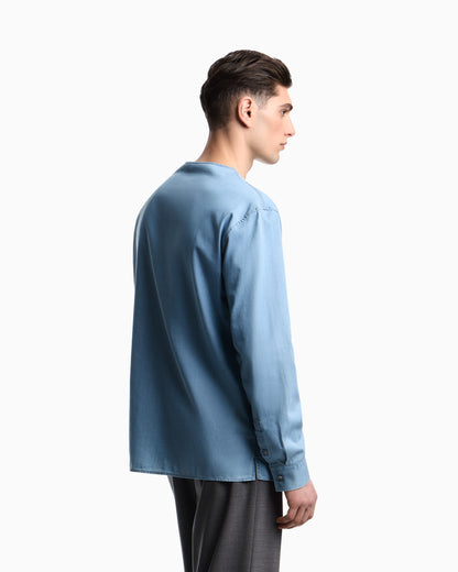 Emporio Armani Icon lightweight denim shirt with Henley collar