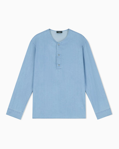 Emporio Armani Icon lightweight denim shirt with Henley collar