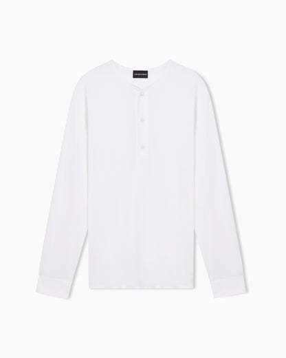 Emporio Armani Garment-dyed jersey Henley-collar shirt