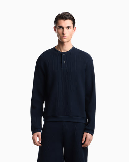 Emporio Armani Icon jersey-stitch, Henley-collar sweatshirt