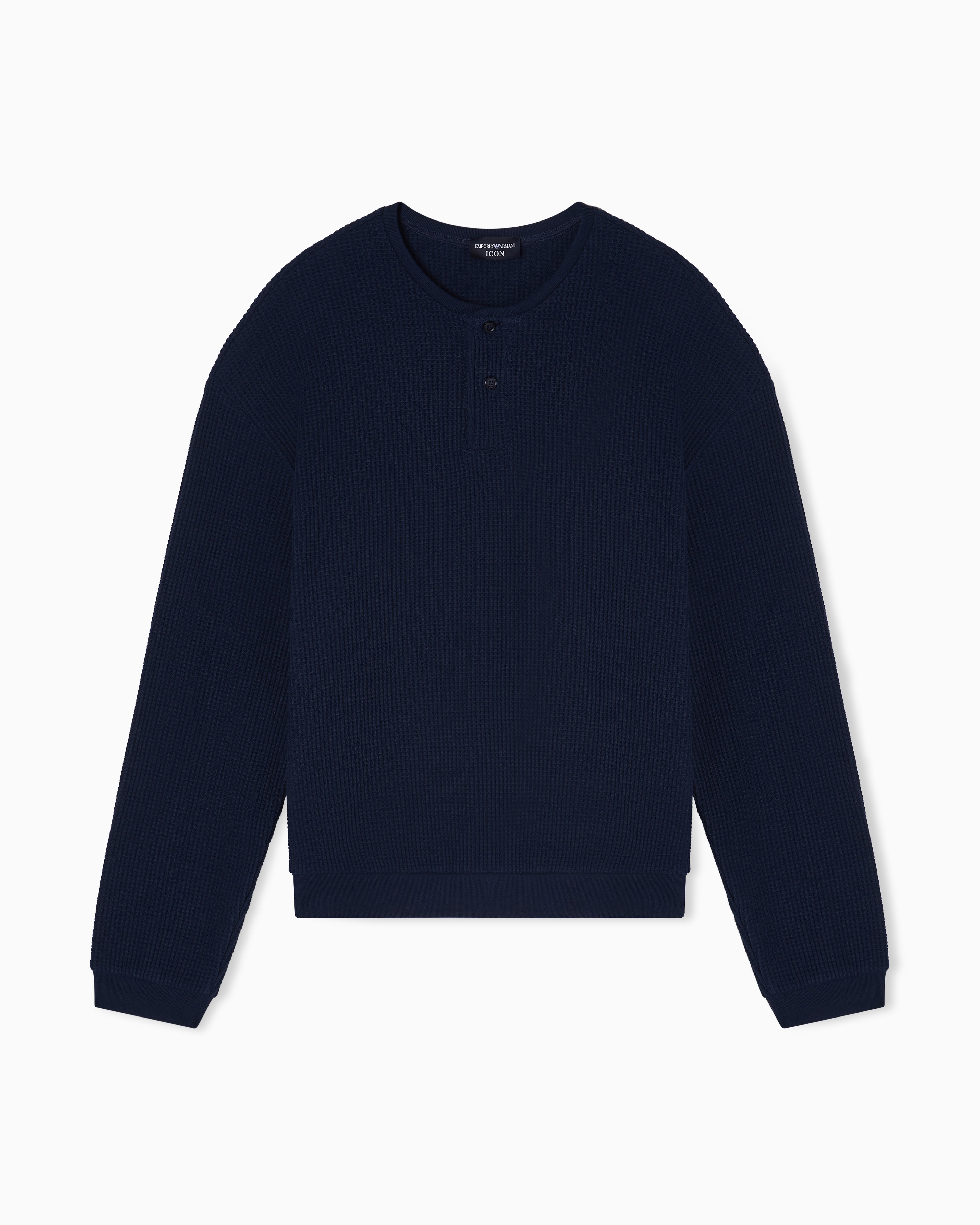 Emporio Armani Icon jersey-stitch, Henley-collar sweatshirt