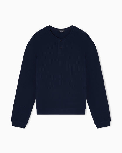 Emporio Armani Icon jersey-stitch, Henley-collar sweatshirt