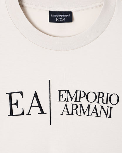 Emporio Armani Jersey t-shirt in interlock cotton with logo Capsule Icon