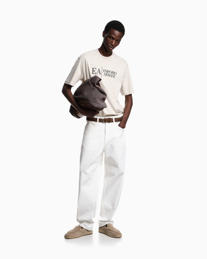 Emporio Armani Jersey t-shirt in interlock cotton with logo Capsule Icon