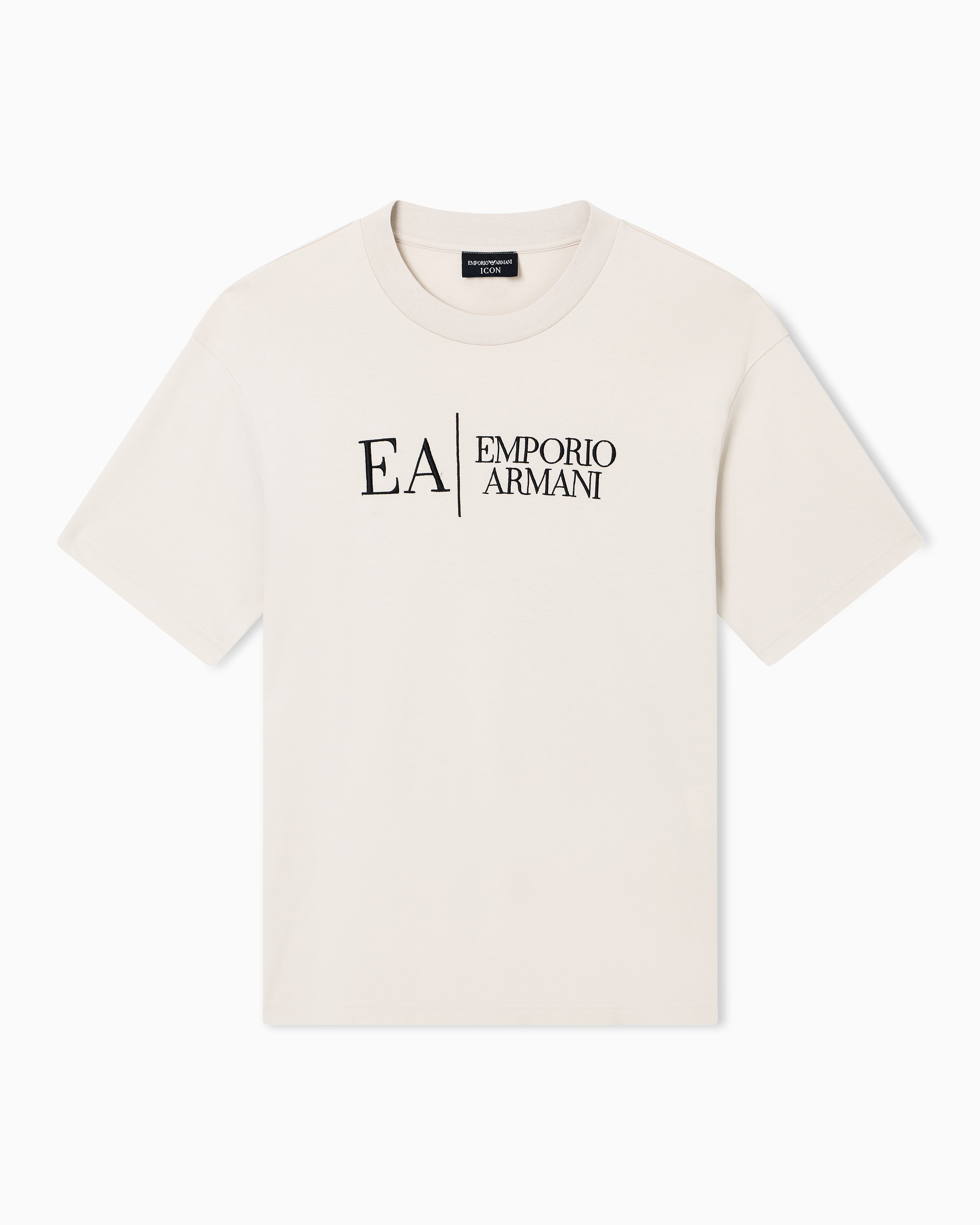 Emporio Armani Jersey t-shirt in interlock cotton with logo Capsule Icon