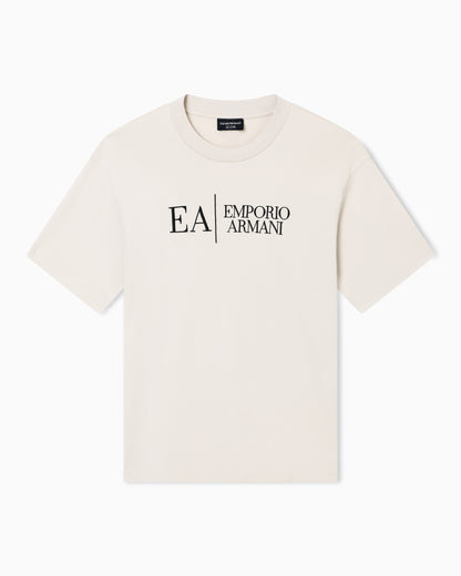 Emporio Armani Jersey t-shirt in interlock cotton with logo Capsule Icon