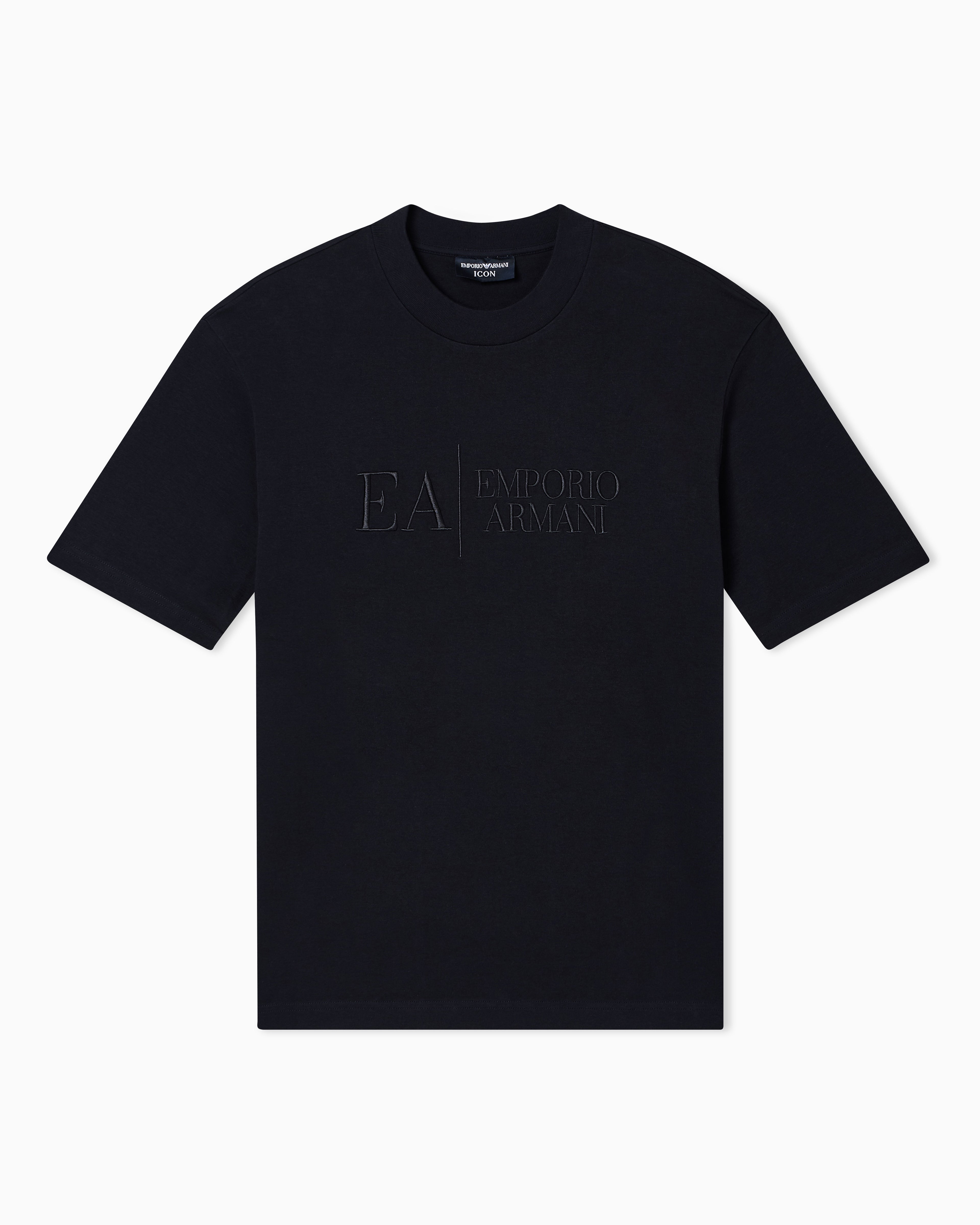 Emporio Armani Jersey t-shirt in interlock cotton with logo Capsule Icon