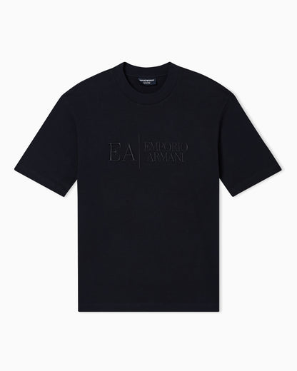 Emporio Armani Jersey t-shirt in interlock cotton with logo Capsule Icon