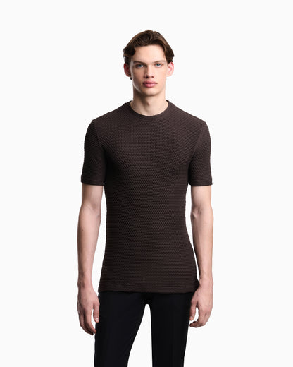 Emporio Armani T-shirt in embossed two-way stretch jersey