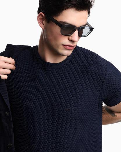 Emporio Armani T-shirt in embossed two-way stretch jersey