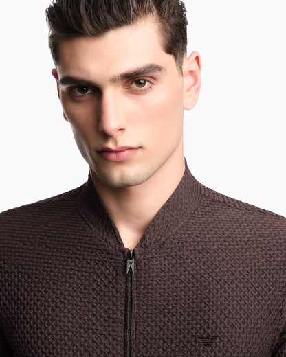 Emporio Armani Embossed two-way stretch jersey blouson