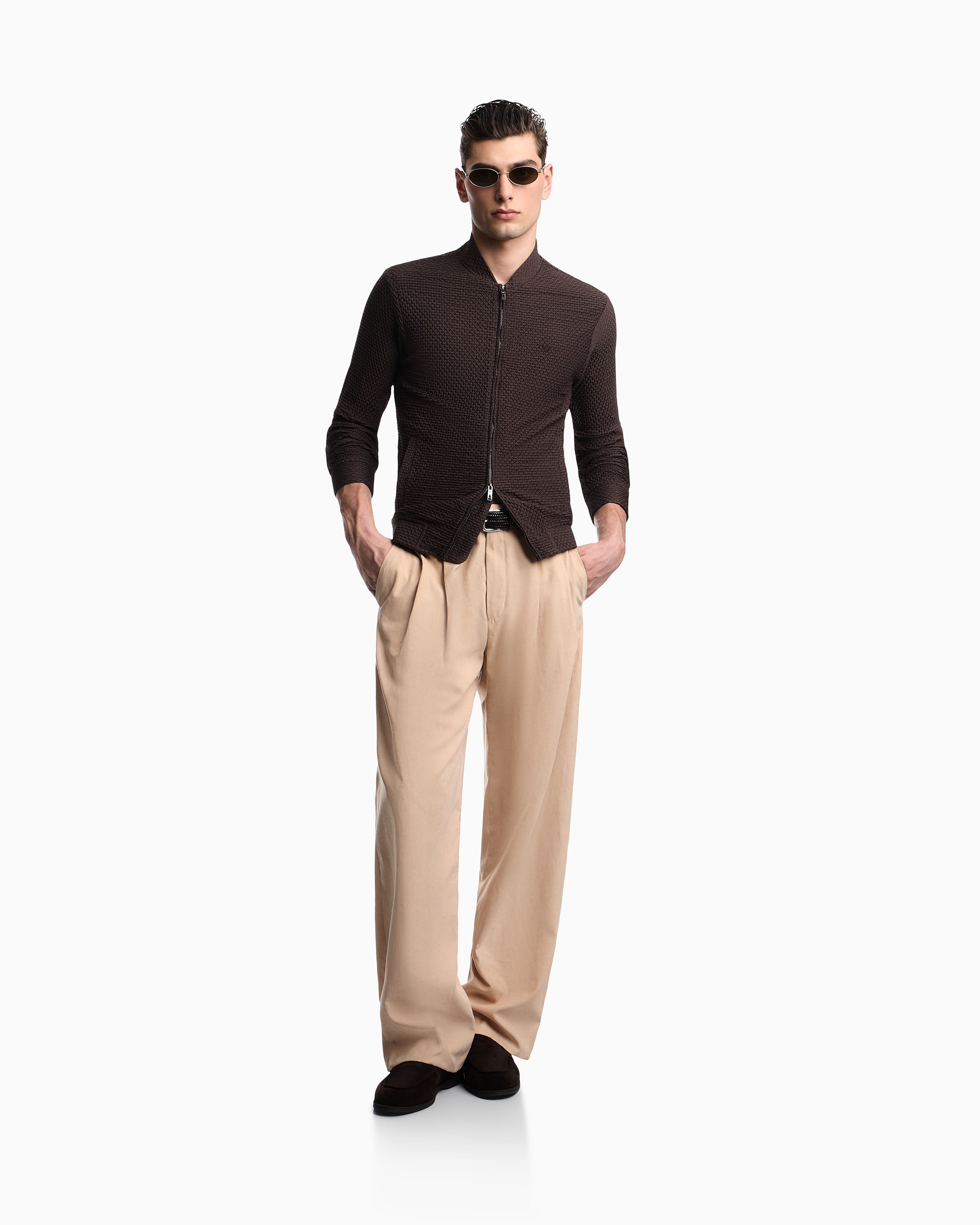 Emporio Armani Embossed two-way stretch jersey blouson