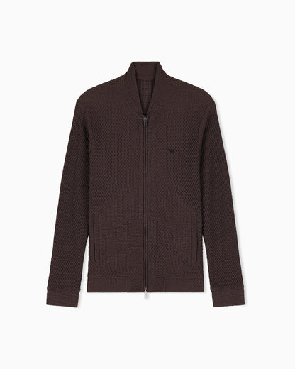 Emporio Armani Embossed two-way stretch jersey blouson