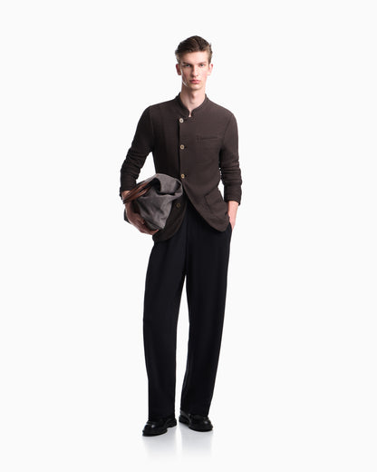 Emporio Armani Jacket with off-centre fastening in embossed two-way stretch jersey
