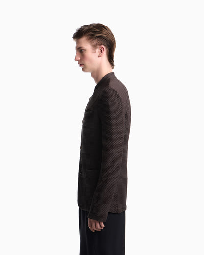 Emporio Armani Jacket with off-centre fastening in embossed two-way stretch jersey