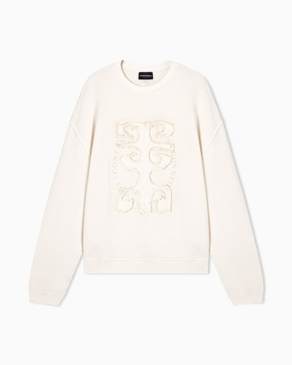 Emporio Armani Jersey twill sweatshirt with raw-cut decoration