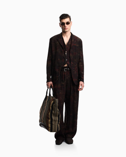 Emporio Armani Single-breasted jacket in cupro twill with all-over print