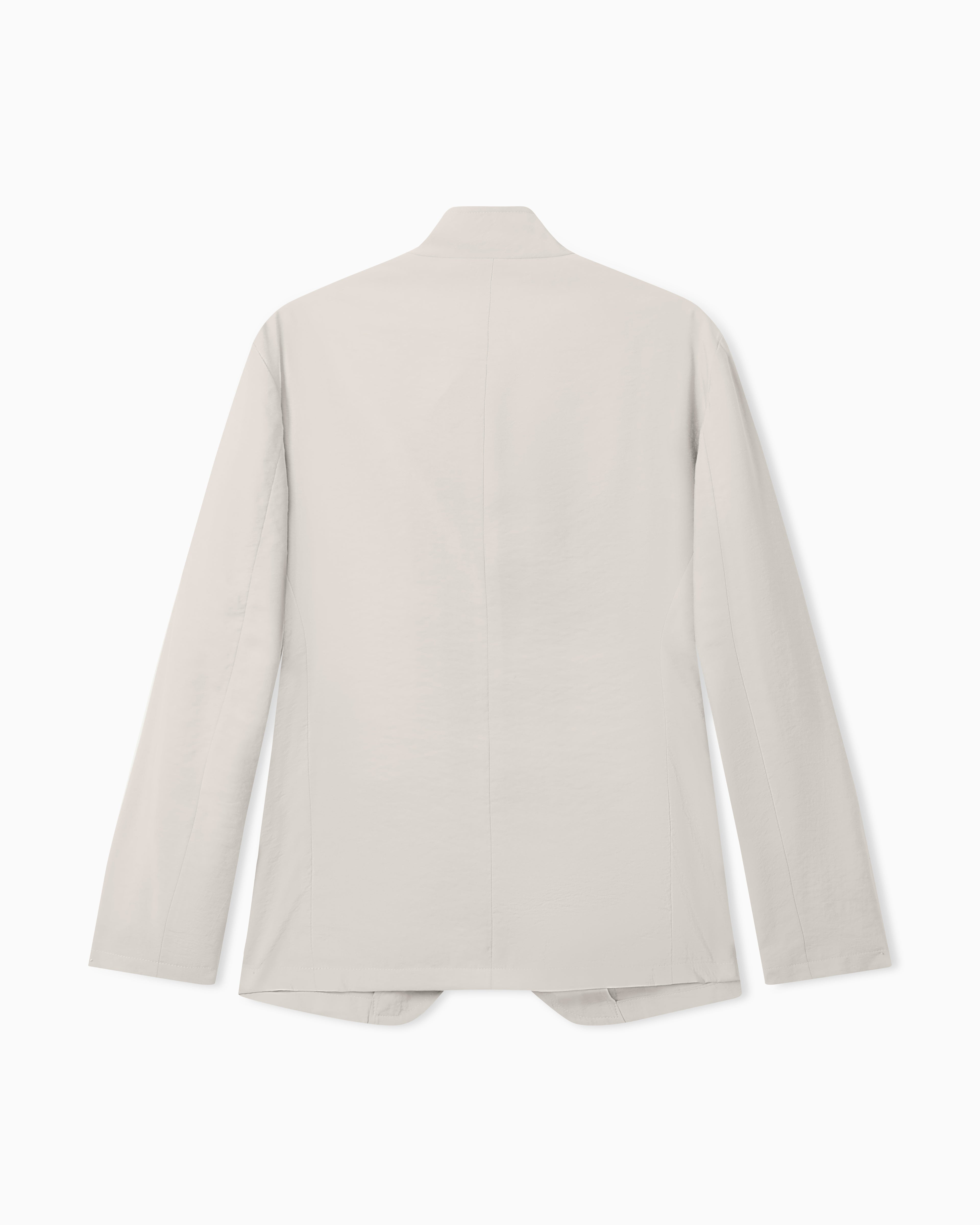 Emporio Armani Icon guru-collar jacket with off-centre fastening in peach-feel canvas