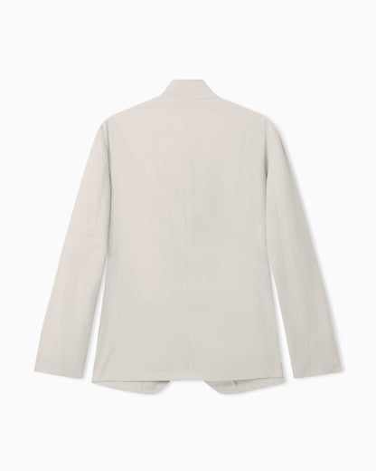 Emporio Armani Icon guru-collar jacket with off-centre fastening in peach-feel canvas