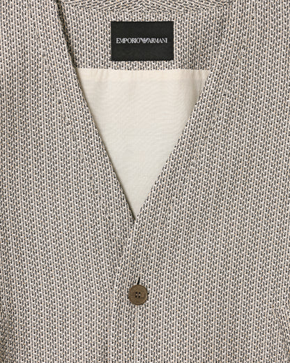 Emporio Armani V-neck blouson in 3D effect micro-pattern fabric