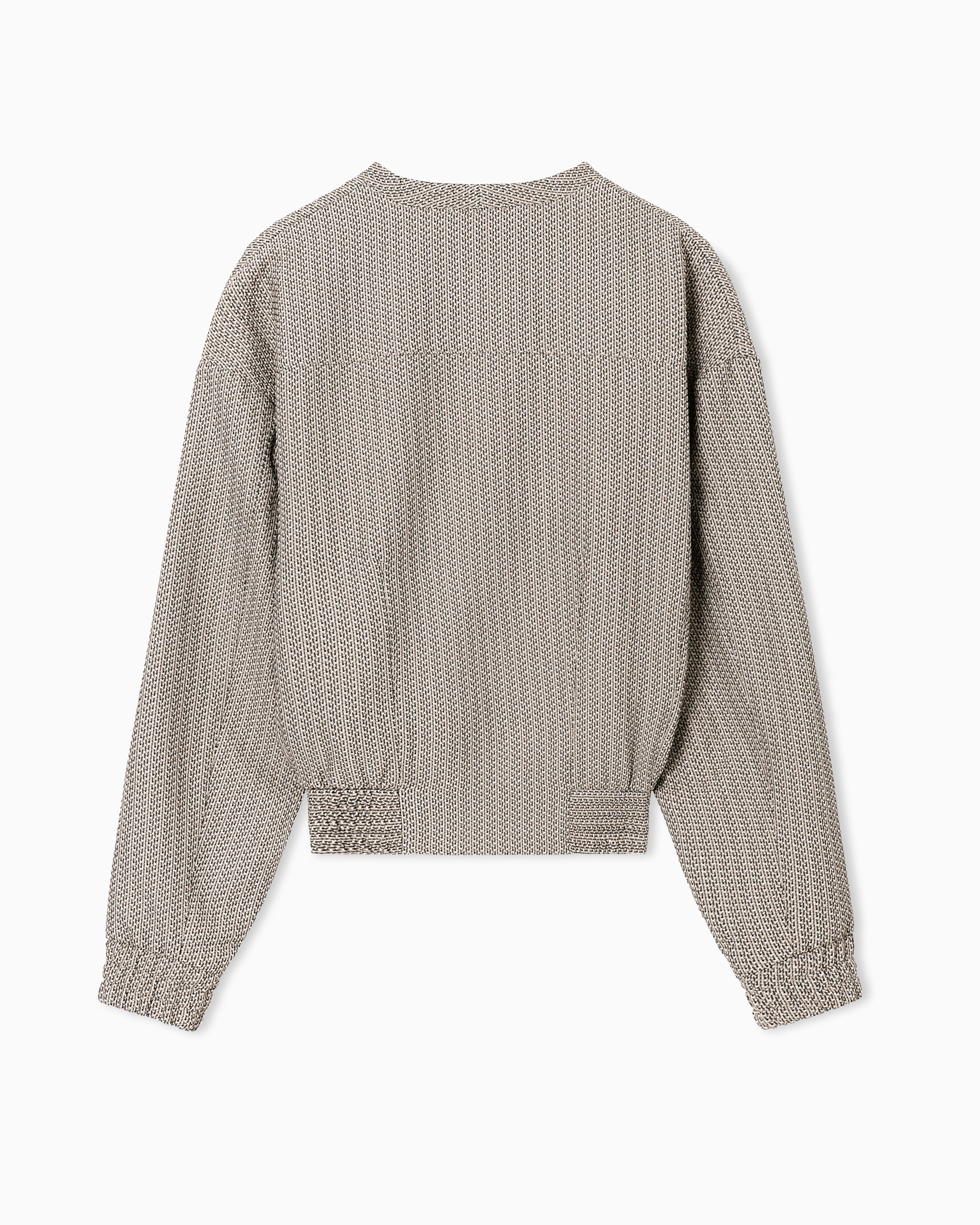 Emporio Armani V-neck blouson in 3D effect micro-pattern fabric