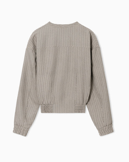 Emporio Armani V-neck blouson in 3D effect micro-pattern fabric
