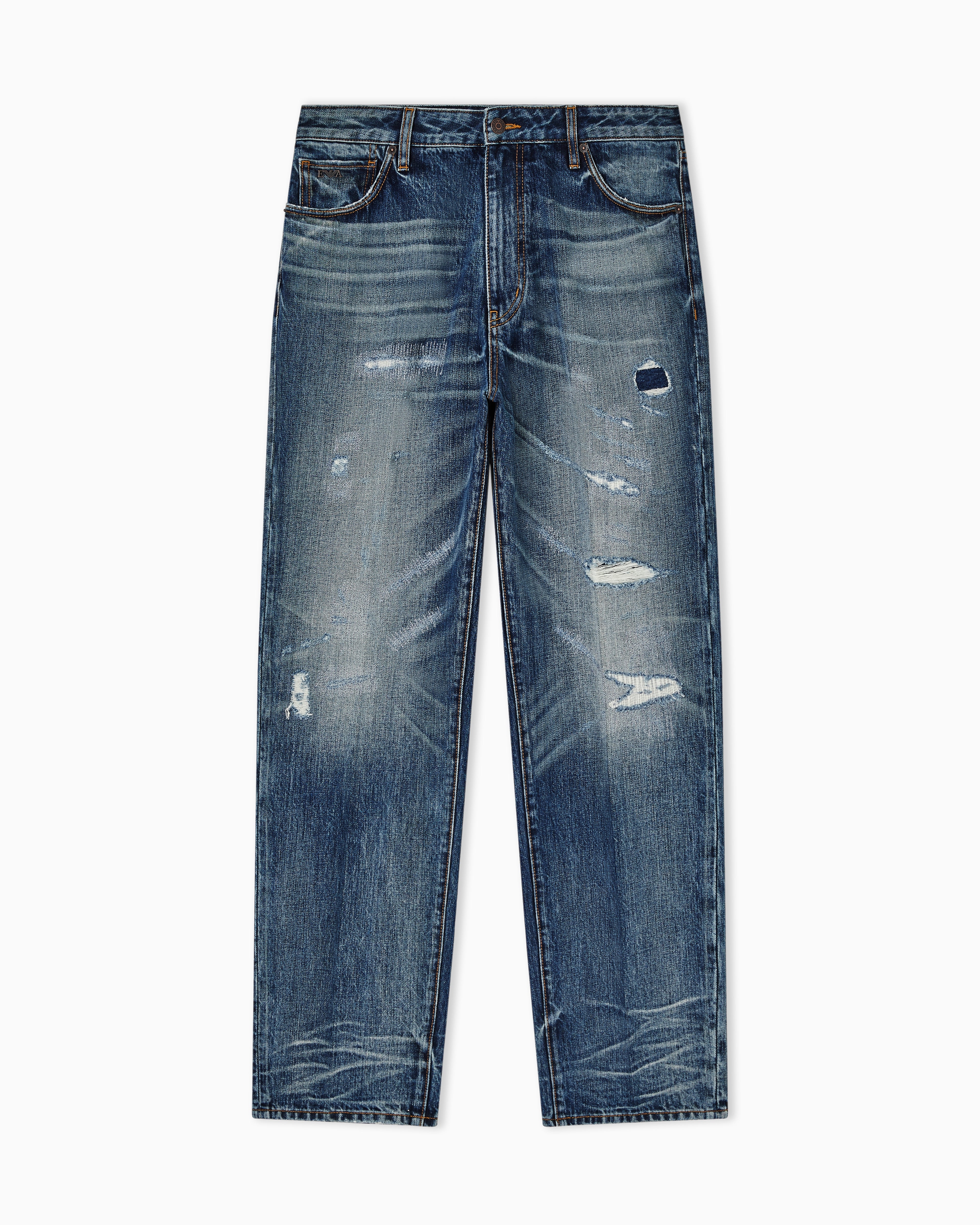 Emporio Armani J22 regular-fit, stone-washed denim jeans with rips