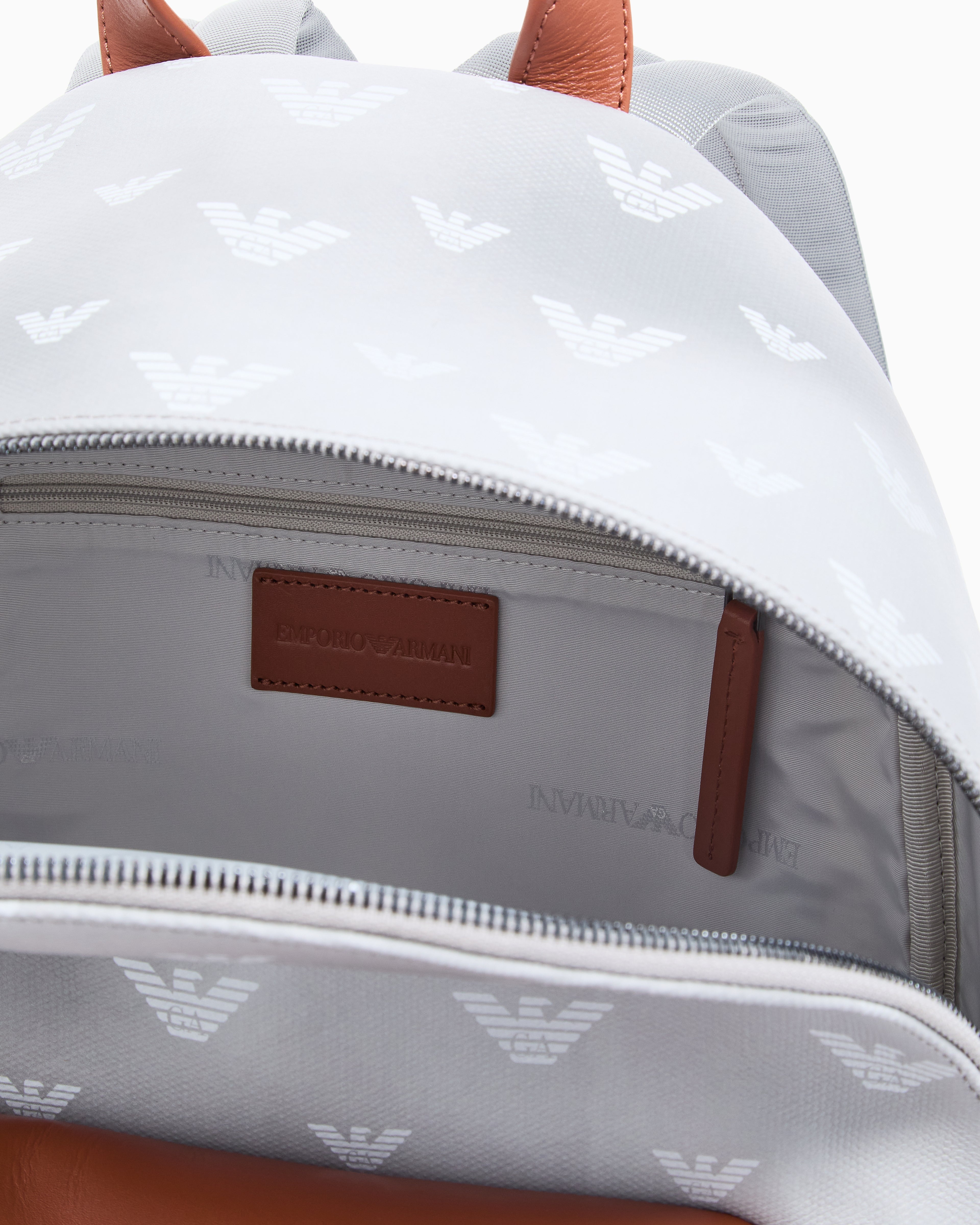 Emporio Armani Coated canvas backpack with all-over eagle