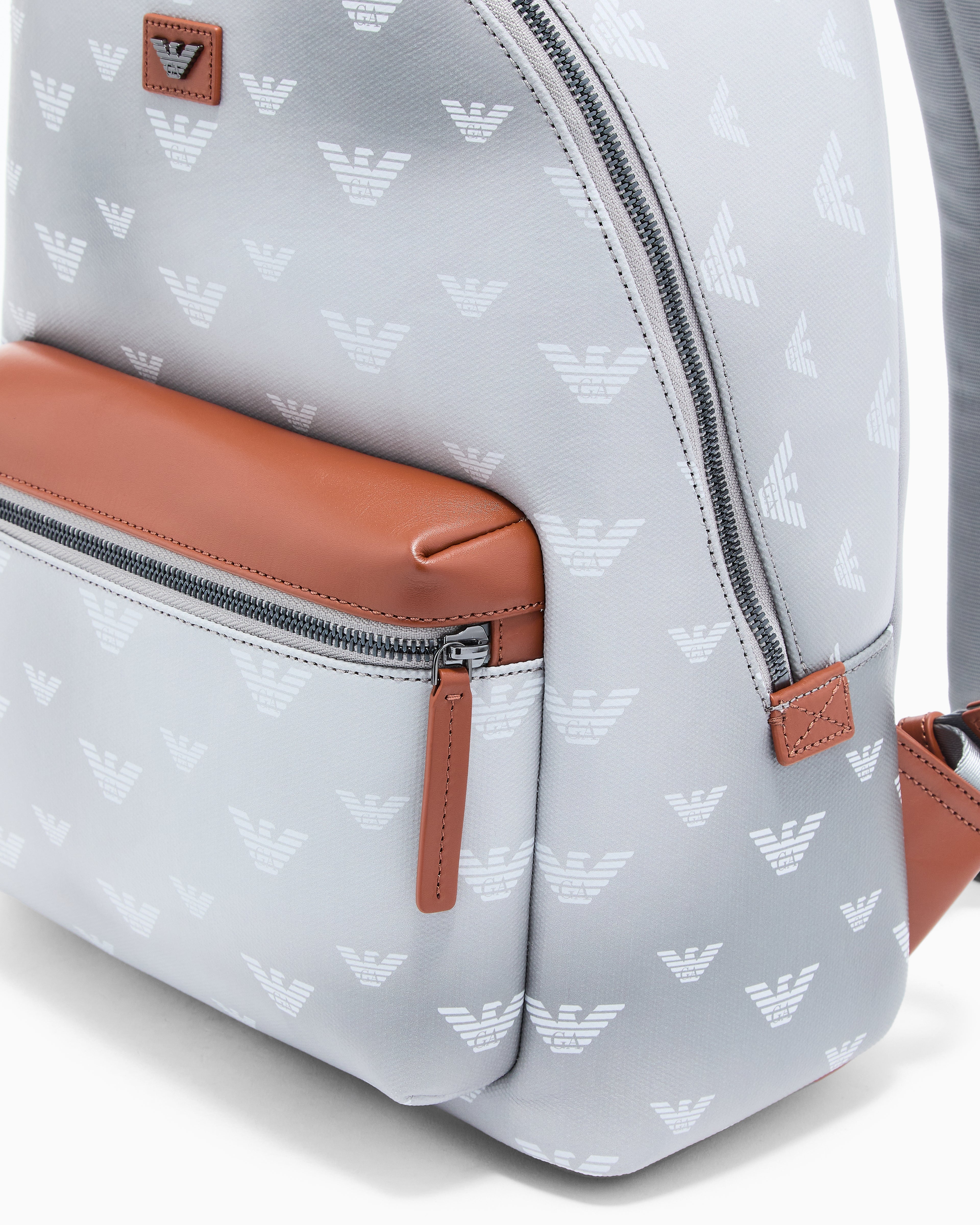 Emporio Armani Coated canvas backpack with all-over eagle