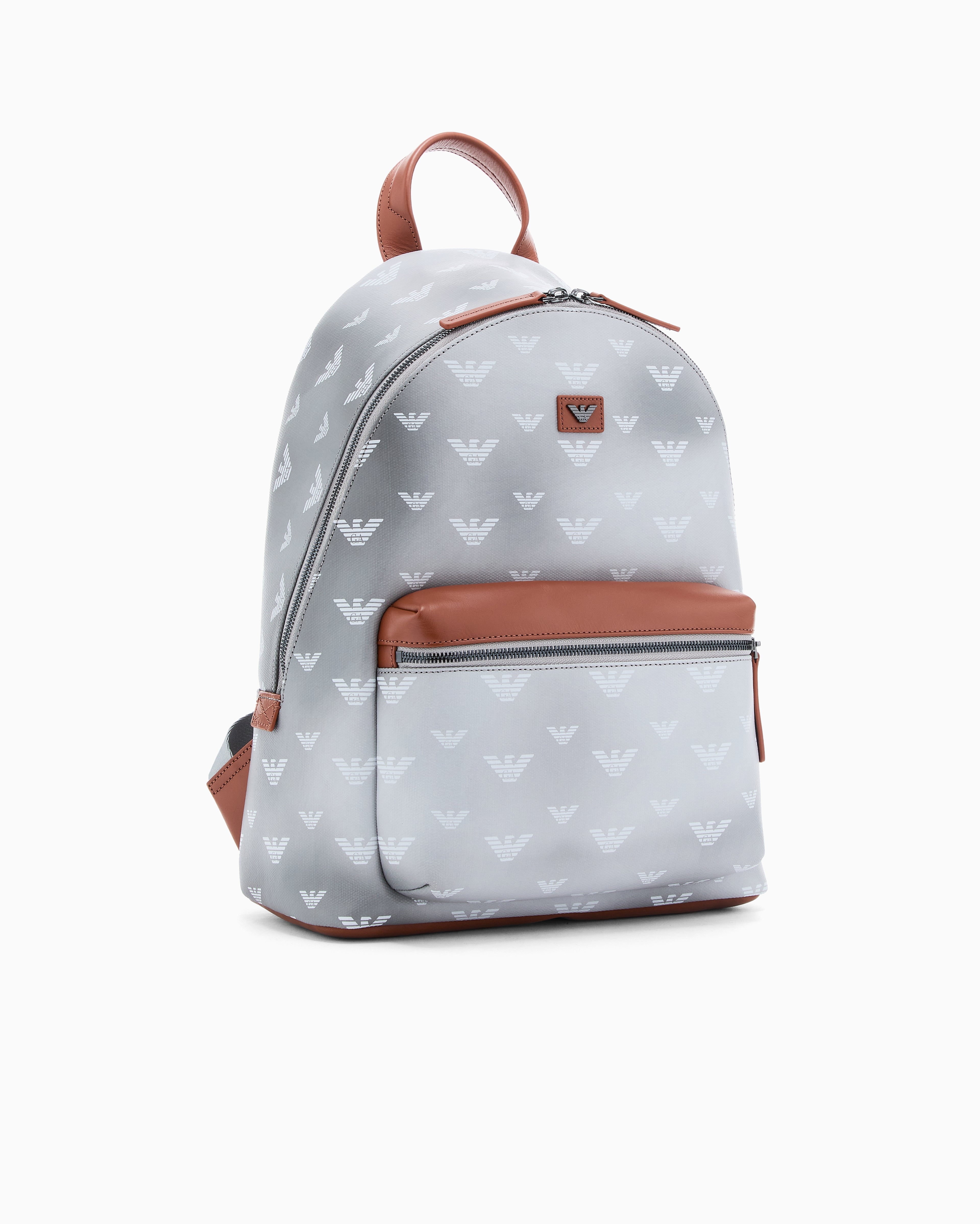 Emporio Armani Coated canvas backpack with all-over eagle