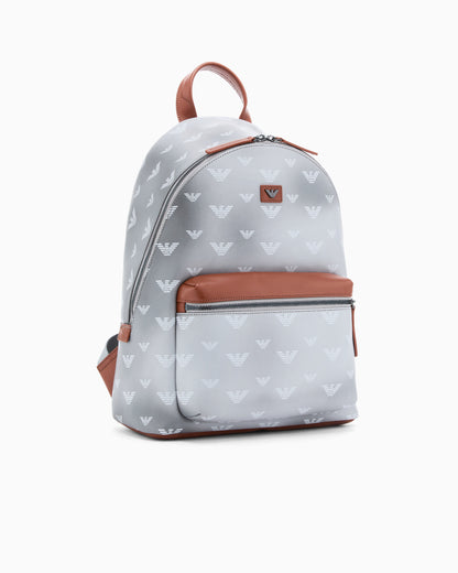 Emporio Armani Coated canvas backpack with all-over eagle