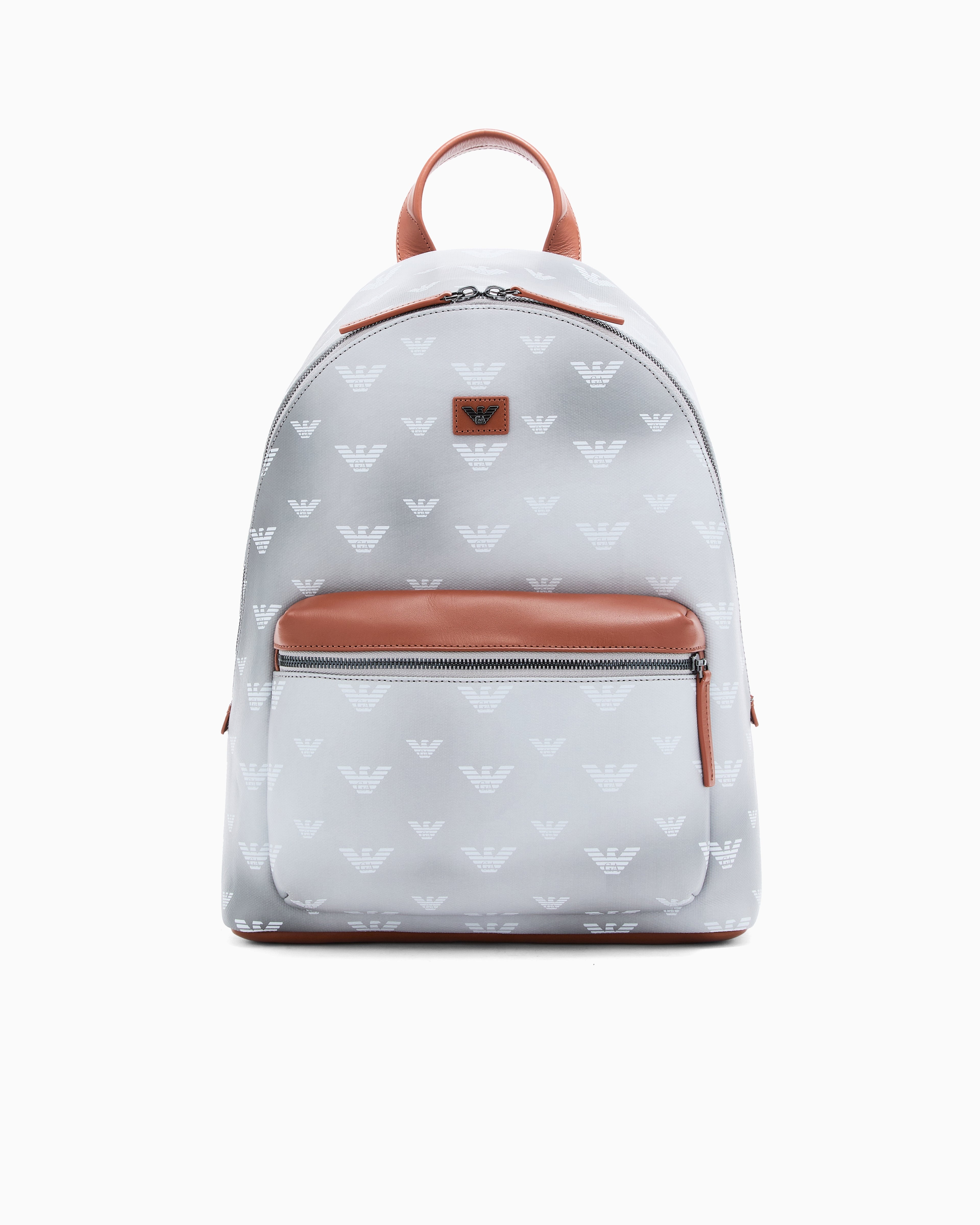 Emporio Armani Coated canvas backpack with all-over eagle