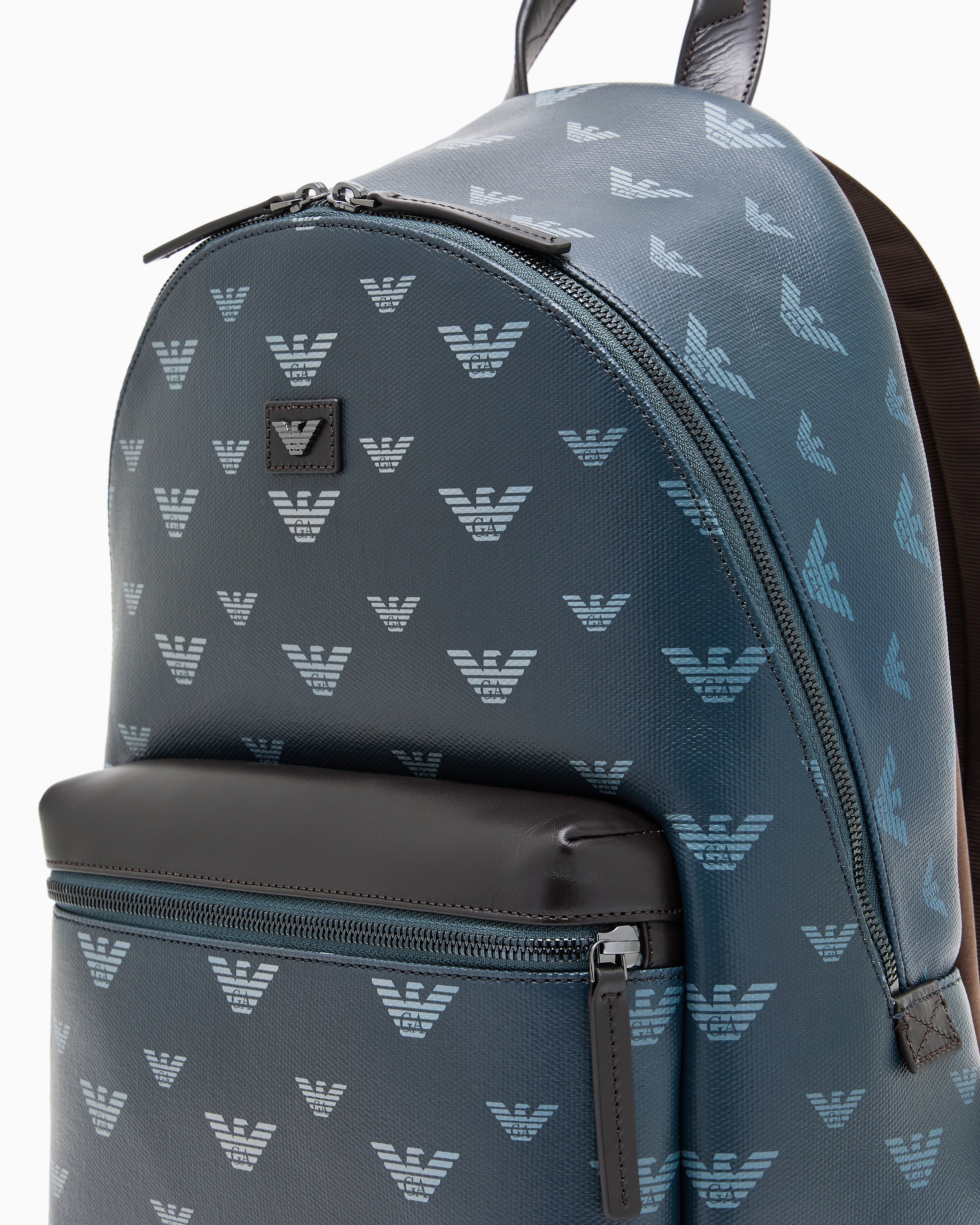 Emporio Armani Coated canvas backpack with all-over eagle
