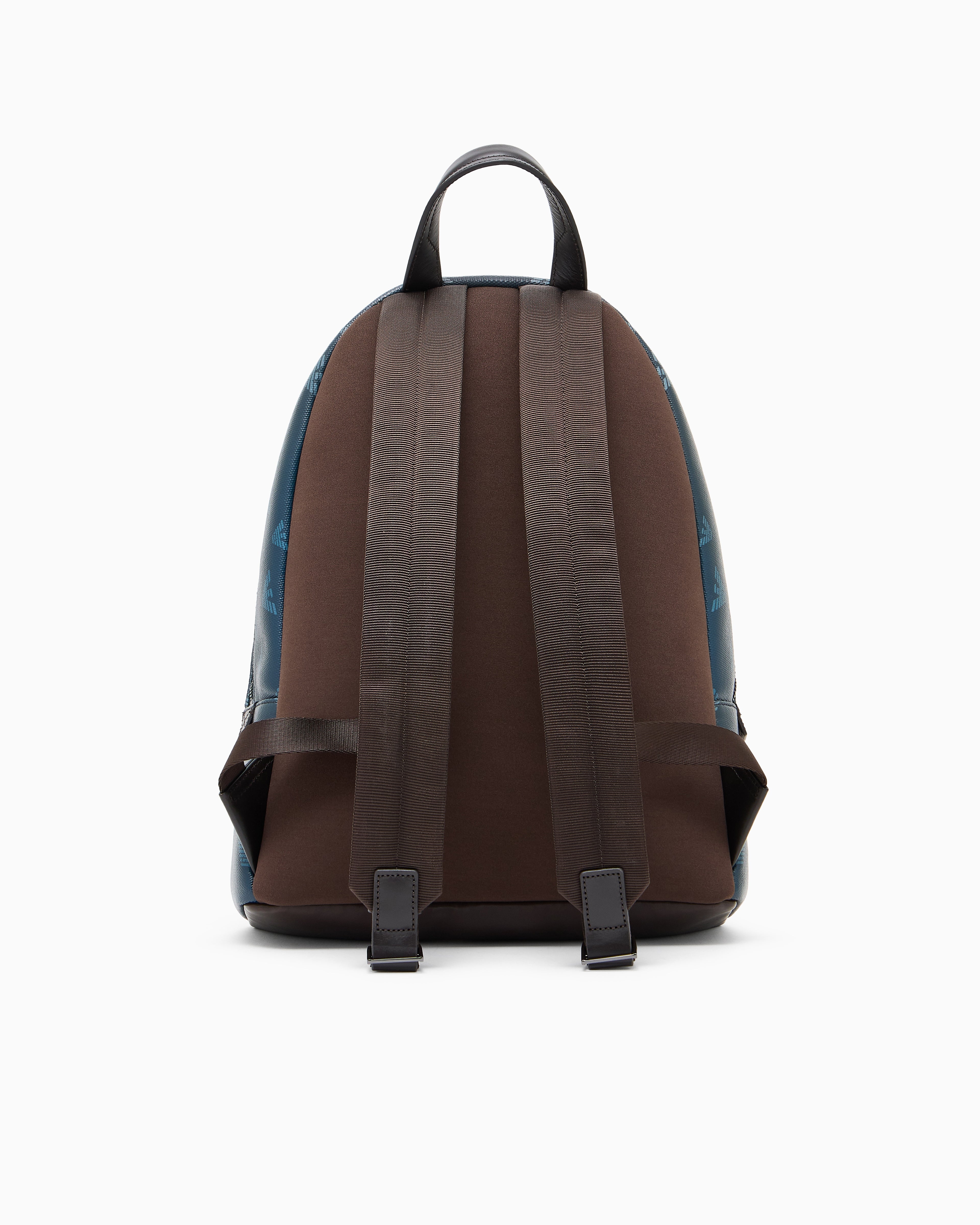 Emporio Armani Coated canvas backpack with all-over eagle