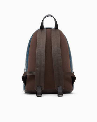 Emporio Armani Coated canvas backpack with all-over eagle