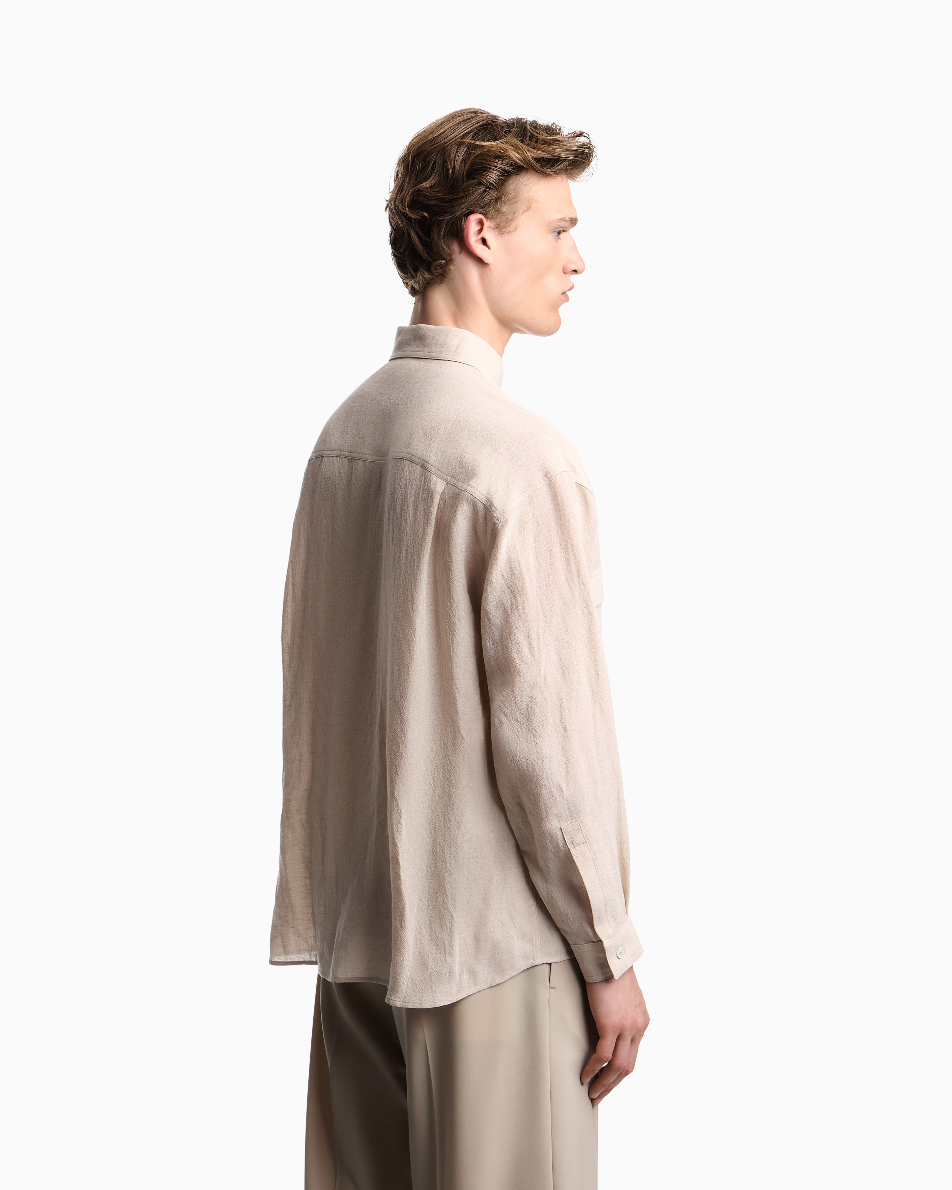 Emporio Armani Denim-effect linen-blend shirt