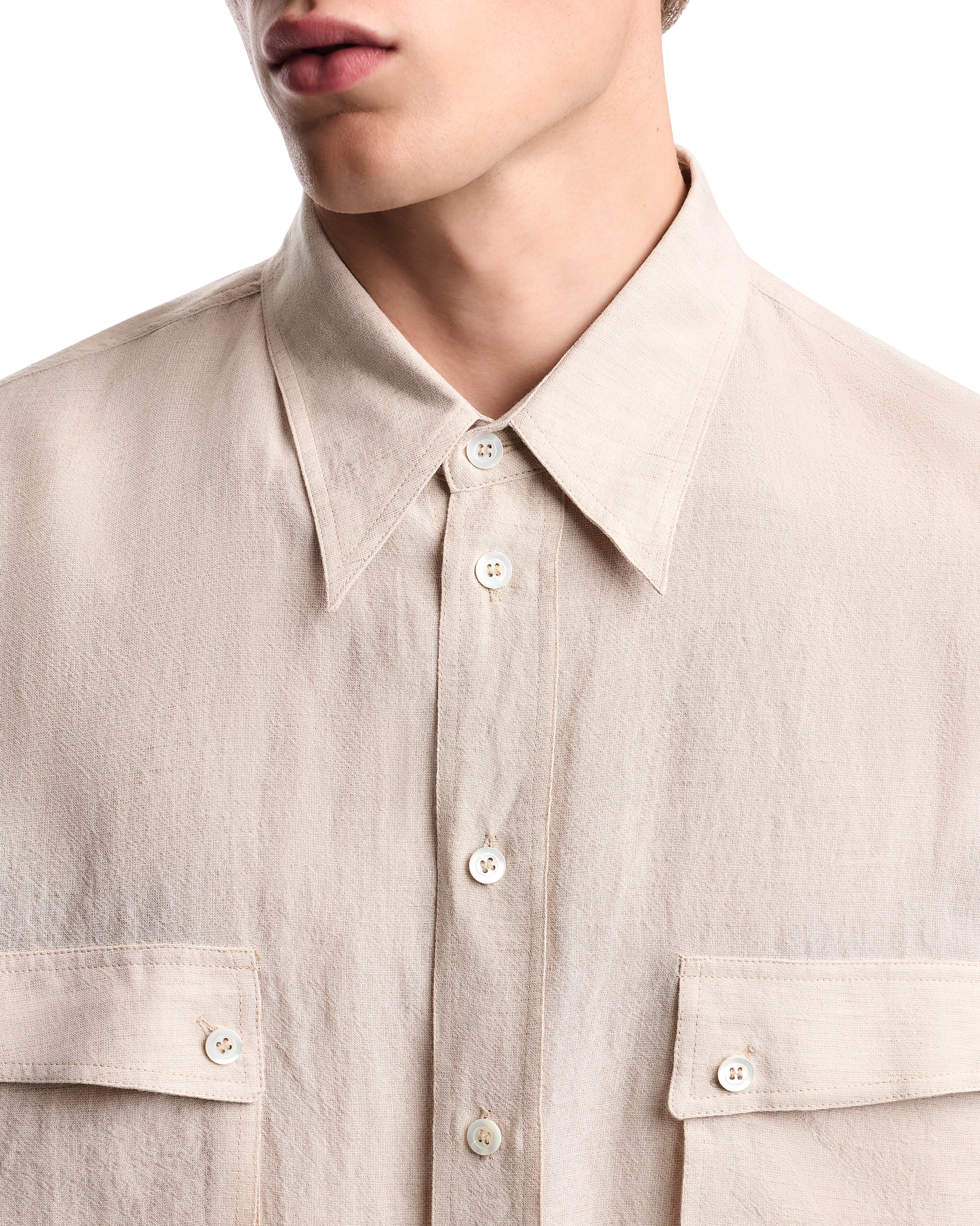 Emporio Armani Denim-effect linen-blend shirt
