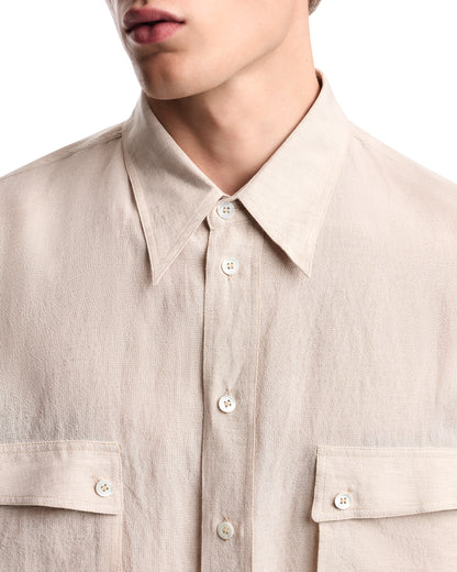 Emporio Armani Denim-effect linen-blend shirt