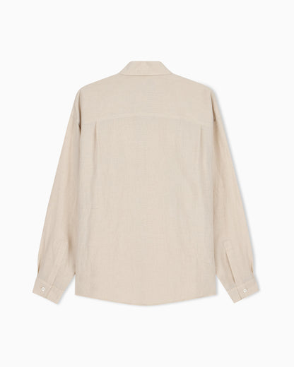 Emporio Armani Denim-effect linen-blend shirt