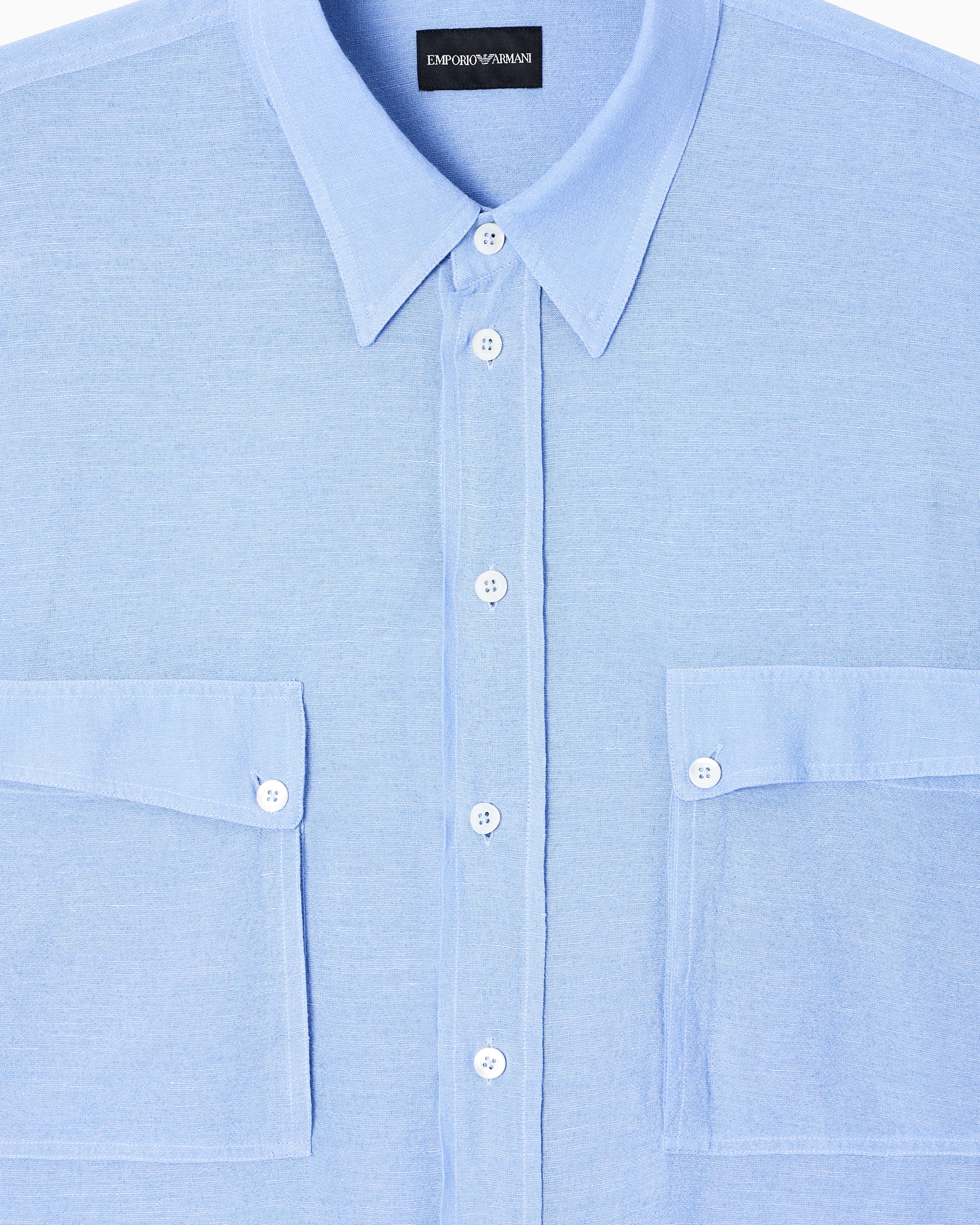 Emporio Armani Denim-effect linen-blend shirt