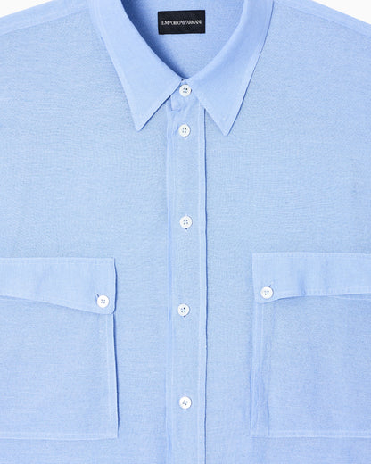Emporio Armani Denim-effect linen-blend shirt