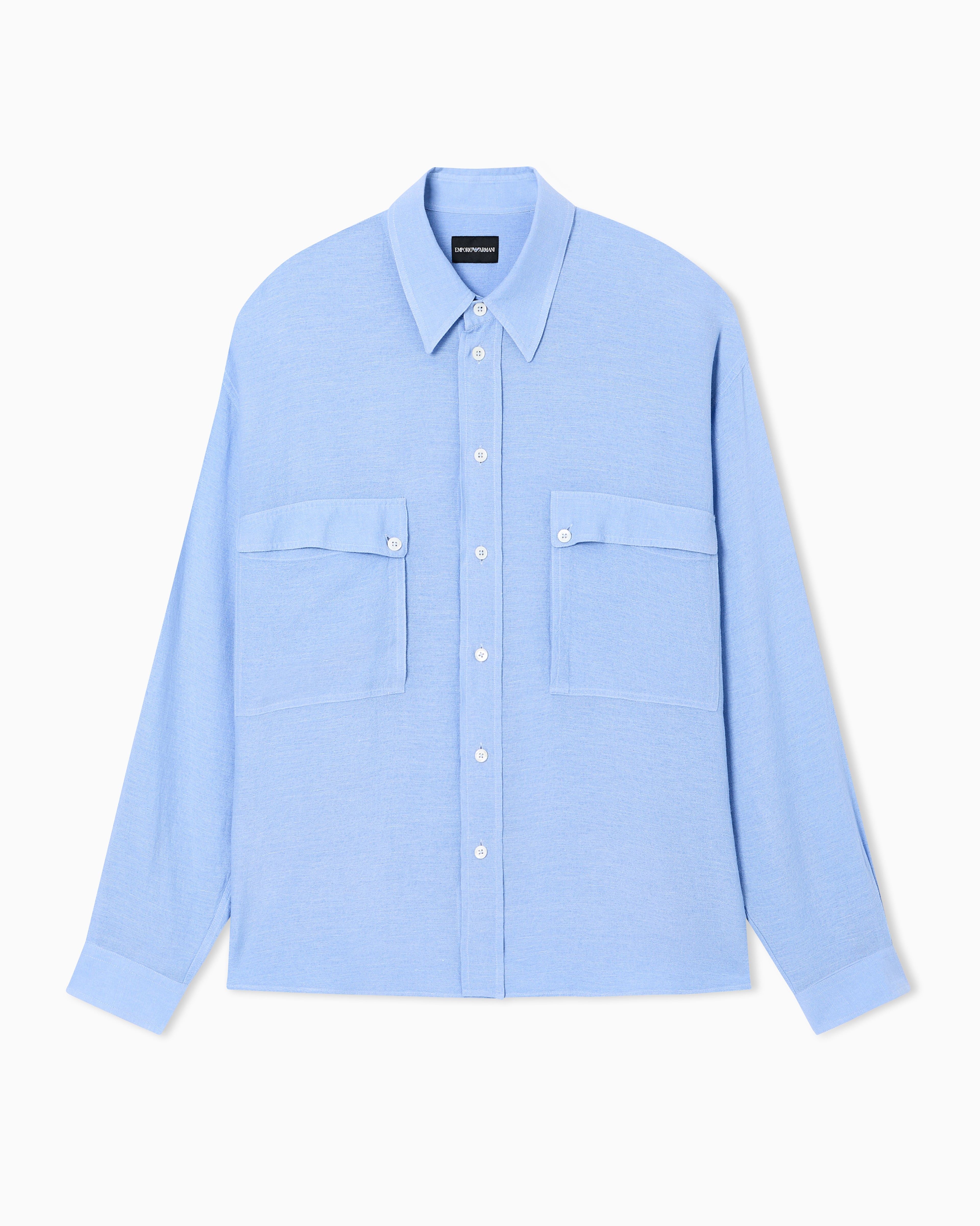 Emporio Armani Denim-effect linen-blend shirt