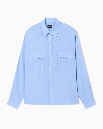 Emporio Armani Denim-effect linen-blend shirt