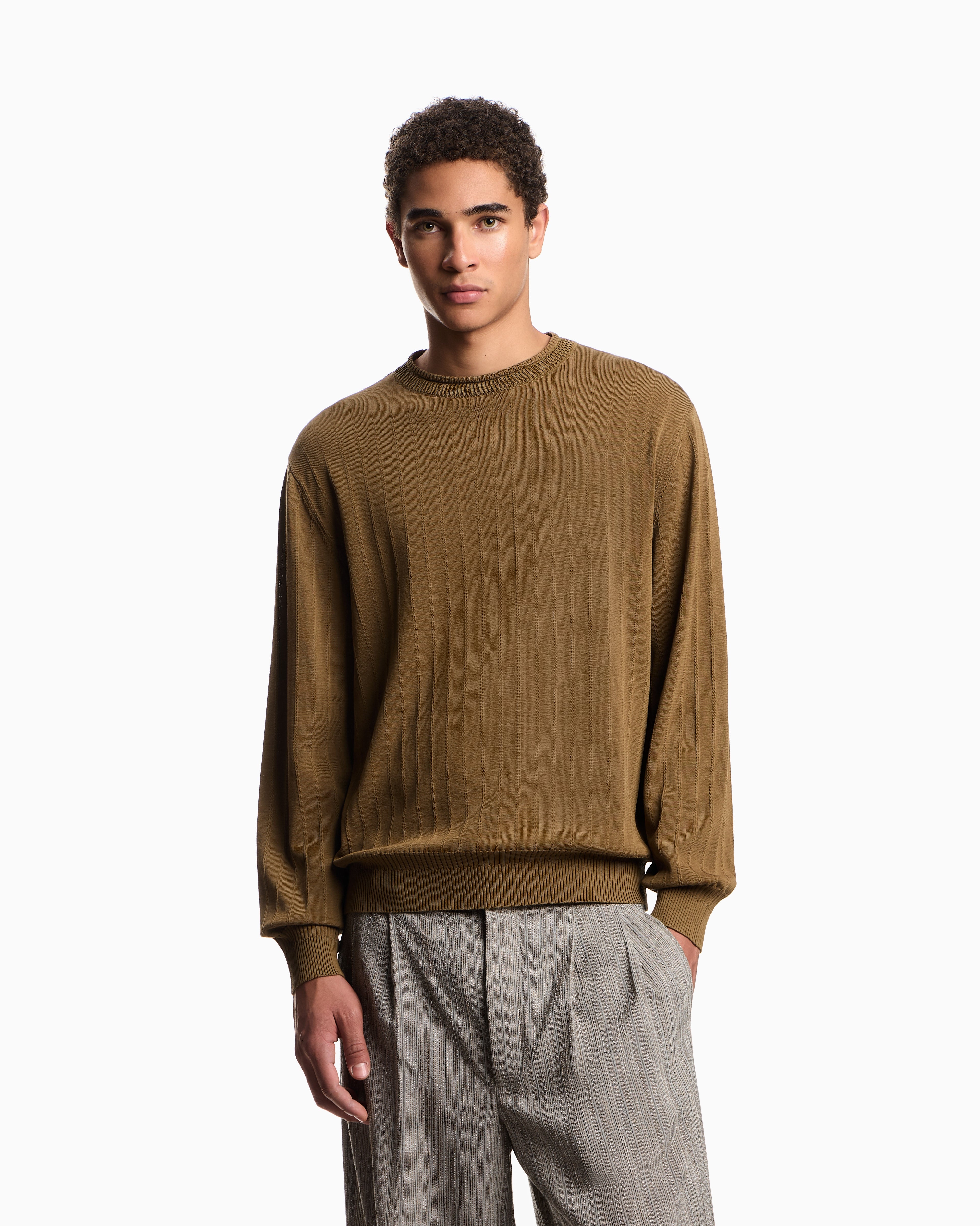 Emporio Armani Ribbed-effect tuck stitch jumper