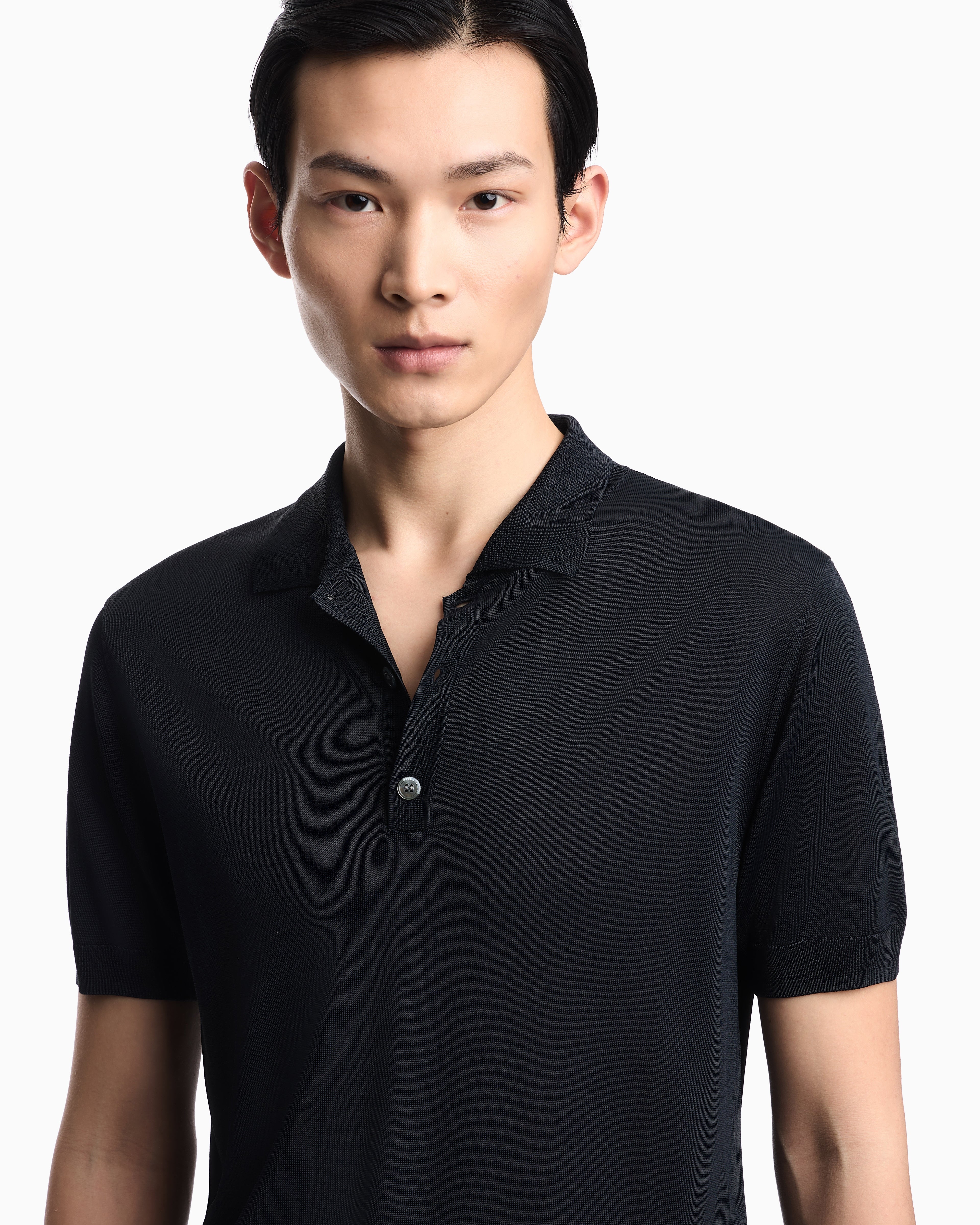 Emporio Armani Plain-knit polo shirt