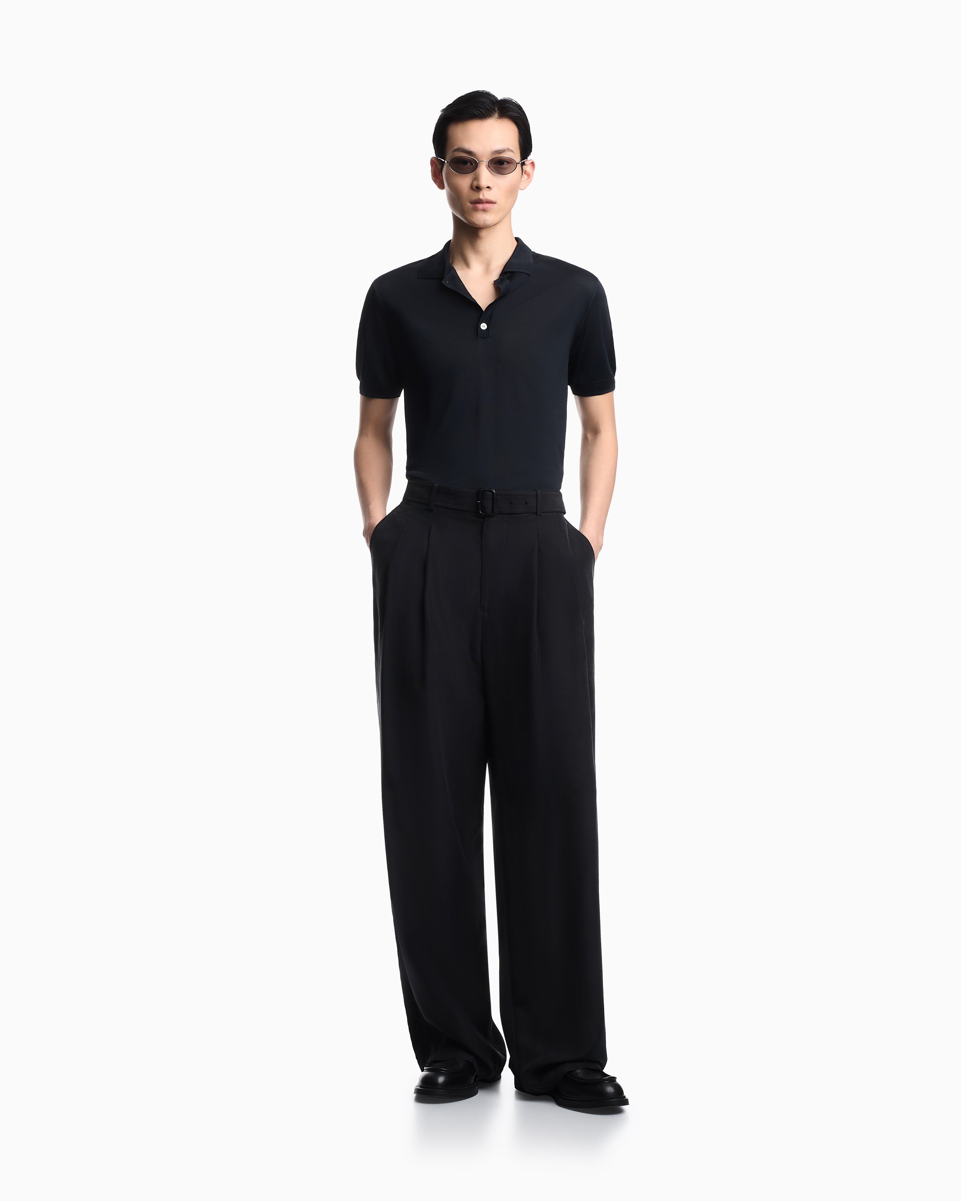 Emporio Armani Plain-knit polo shirt