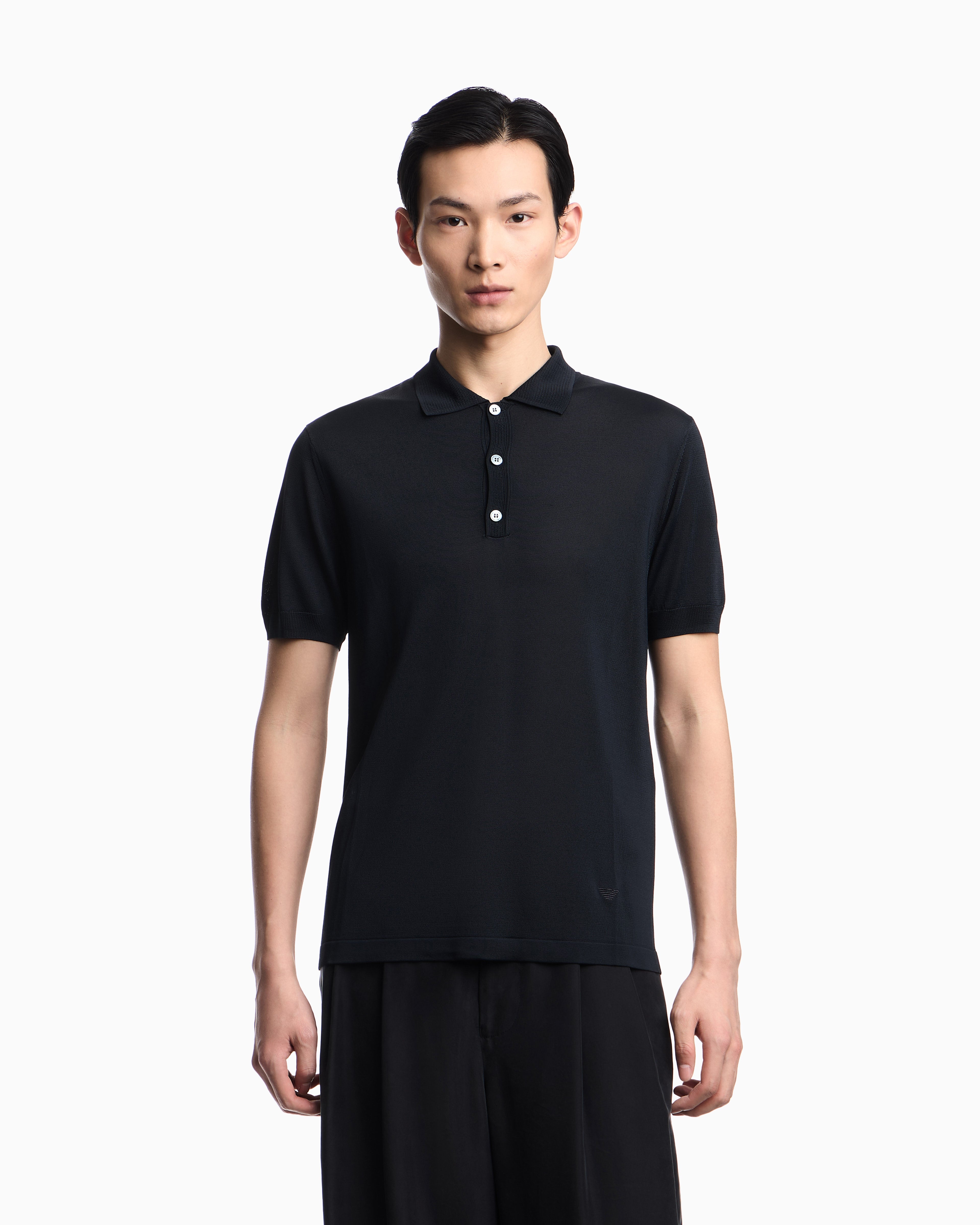 Emporio Armani Plain-knit polo shirt