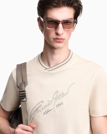 Emporio Armani Slim-fit, heavy jersey T-shirt with logo signature embroidery